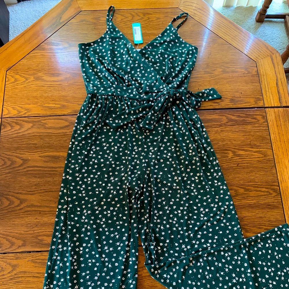 Kaileigh Rochelle Knit Jumper in dark green w/ floral print